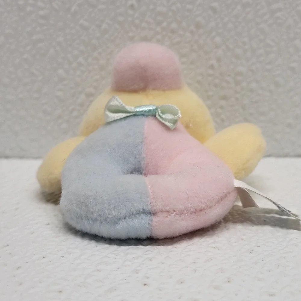 1999 Vintage Kids II Baby Ring Rattle Blue Pink Yellow Duck Plush Toy